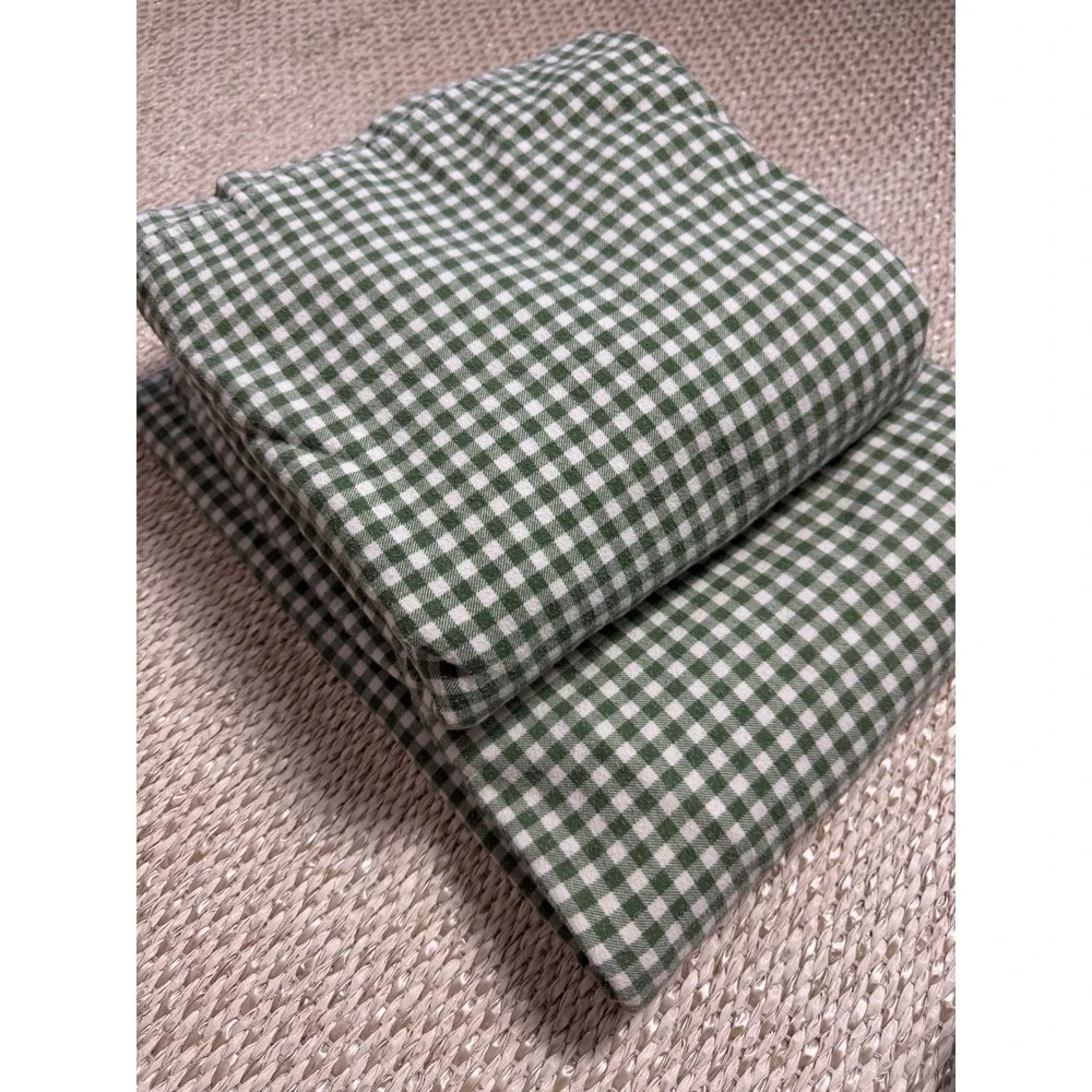 The company store green gingham flat twin sheet. 2 flat sheets Cottagecore